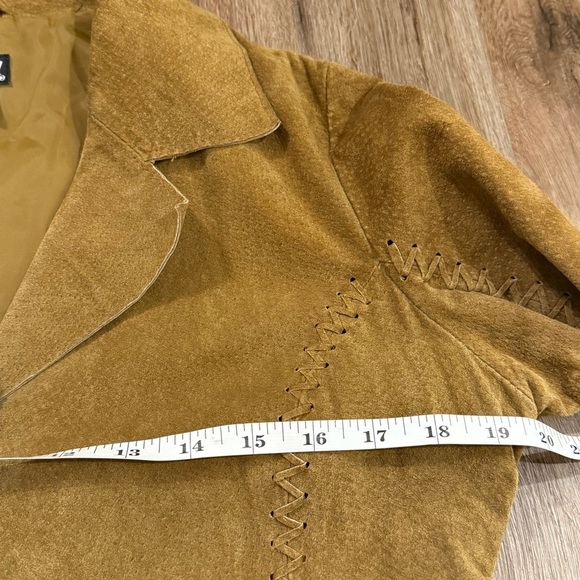 Vtg Y2K Wet Seal Leather Jacket Women’s Sz L Brown Suede Fringe Boho Western 70s - Picture 11 of 11